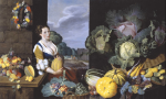 Sir Nathaniel Bacon, Cookmaid with Still Life of Vegetables and Fruit c.1620-5
